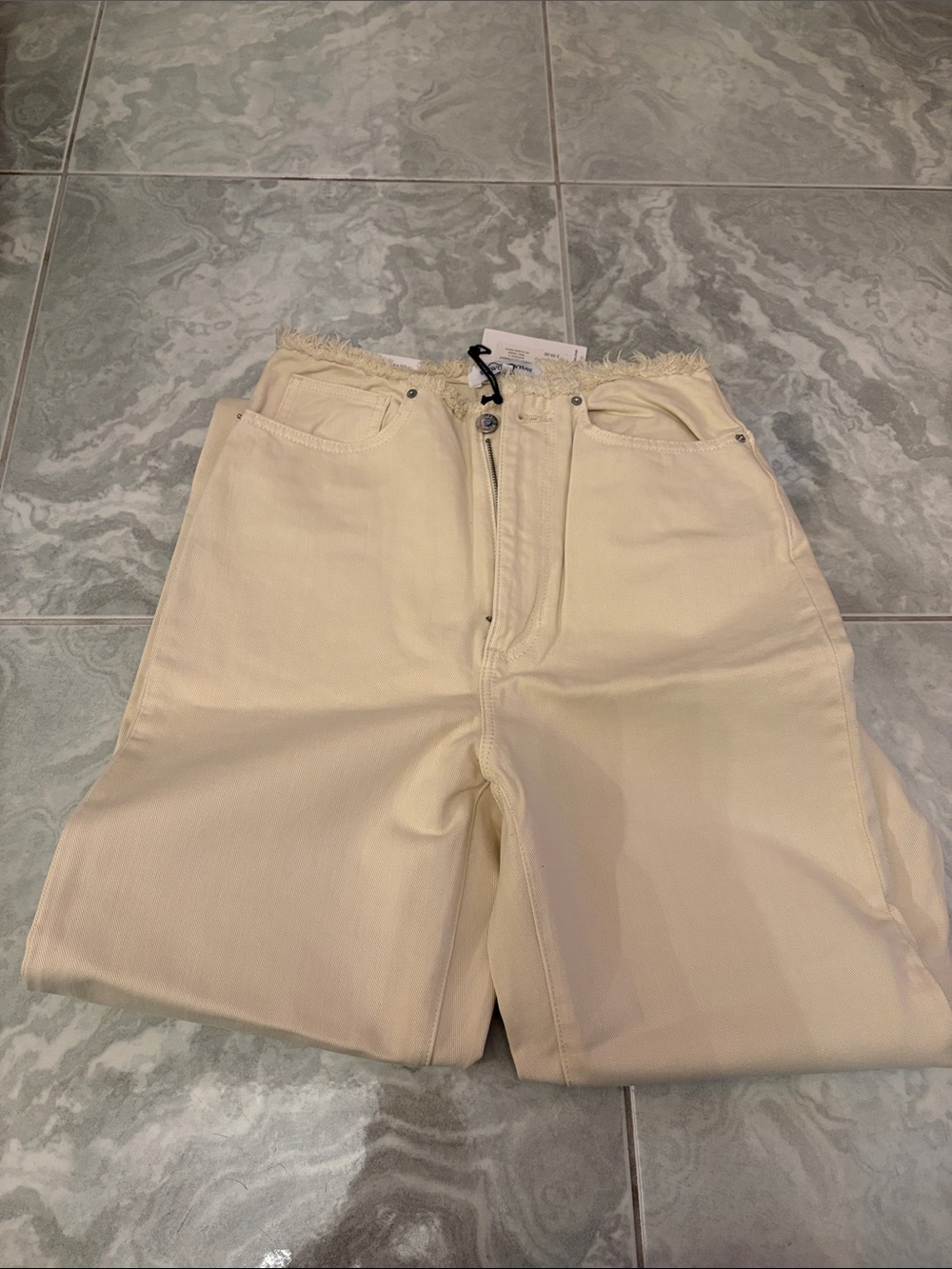 WeWoreWhat Frayed-Waist Straight-Leg